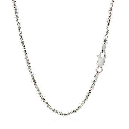 Sterling Silver Rhodium Plated Round Box Chain 1.8mm