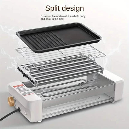 4-in-1 Multifunctional Sausage Grill – Non-Stick, Adjustable Temp, Removable Pan, Kitchen & Dorm Use