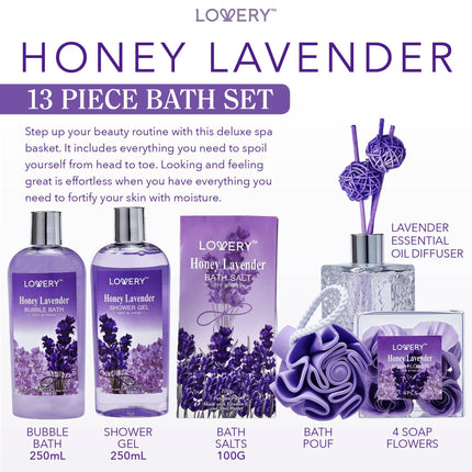 Bath And Body Gift  Set - Honey Lavender with Oil Diffuser
