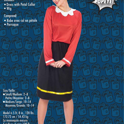 Olive Oyl Adult Costume Popeye Sailor Wife M/L 10/14