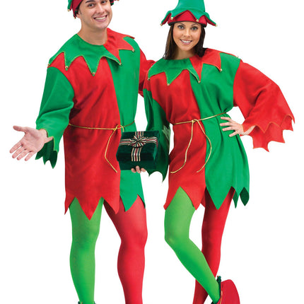 Red and Green Elegant Elf Set Christmas Santa Helper Adult Unisex Costume