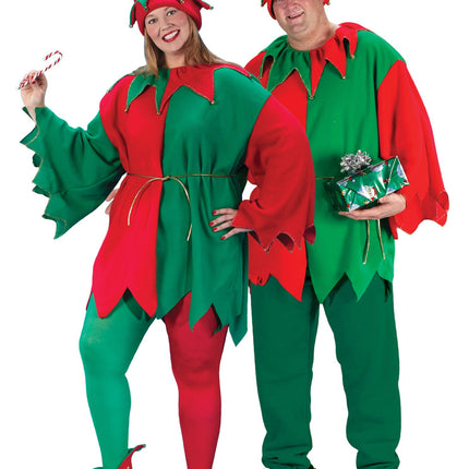 Red and Green Elegant Elf Set Christmas Santa Helper Adult Plus Size Costume