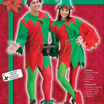 Red and Green Elegant Elf Set Christmas Santa Helper Adult Plus Size Costume