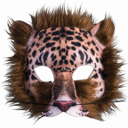 Leopard Mask 3D Screen Print Realistic Look Soft Face Mask Fur Adult Or Child