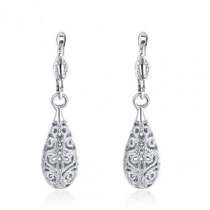 18K Gold Laser Cut Filigree Drop Earrings - Assorted Colors