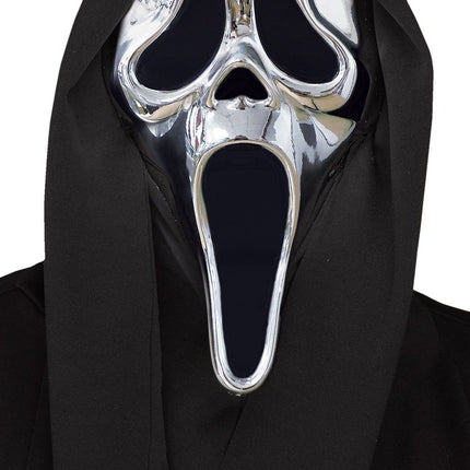 Fun World Scream Ghost Face Silver Chrome Character Costume Mask