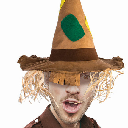 Patchwork Scarecrow Costume Brown Hat
