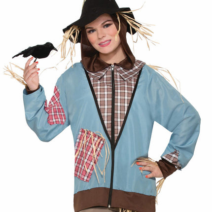 Scarecrow Hoodie Zip Jacket With Attacked Hat Adult Size Costume