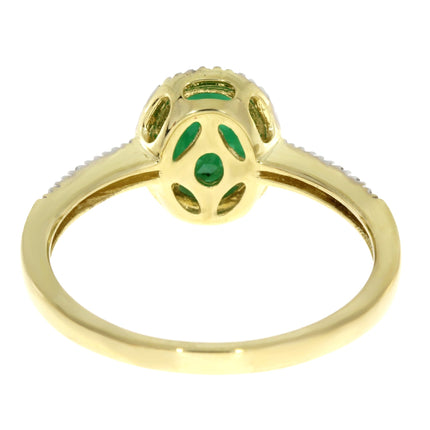 Natural .94ct Emerald Diamond Ring 14KT Yellow Gold