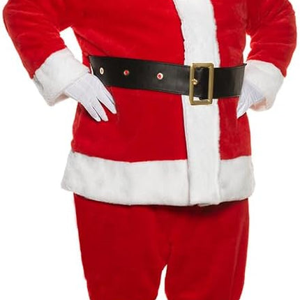 Adult Red and White Deluxe Plush Santa Claus Suit Men's Costume