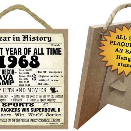 1968 A Year in History Plaques 5" x 5" wood plaque/sign