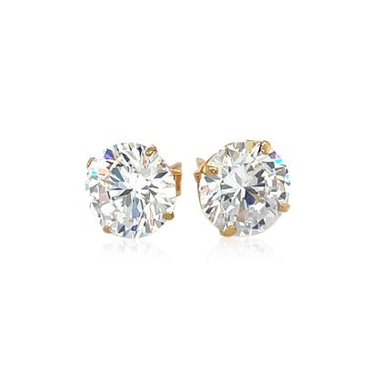 14k Yellow Gold 8.0mm Round CZ Stud Earrings