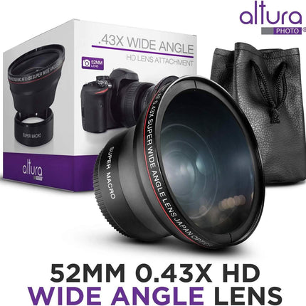 52MM 0.43x Altura Photo Professional HD Wide Angle Lens (w/Macro Portion) for Nikon  (Refurbished)