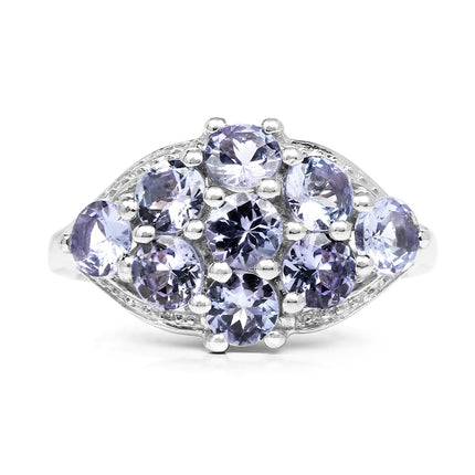 2.07 Carat Genuine Tanzanite .925 Sterling Silver Ring
