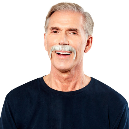 Light Grey 100% Human Hair Zapata Fu Manchu Mustache 2016