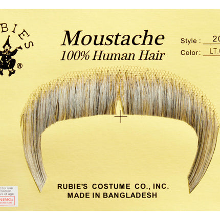 Light Grey 100% Human Hair Zapata Fu Manchu Mustache 2016