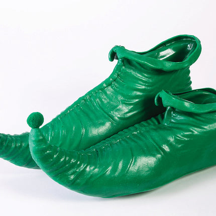 Green PVC Elf Shoes Christmas Costume Accessory