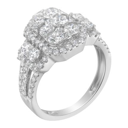 14K White Gold 2 1/4 Cttw Diamond Cocktail Cluster Ring (G-H Color, SI2-I1 Clarity) - Size 7