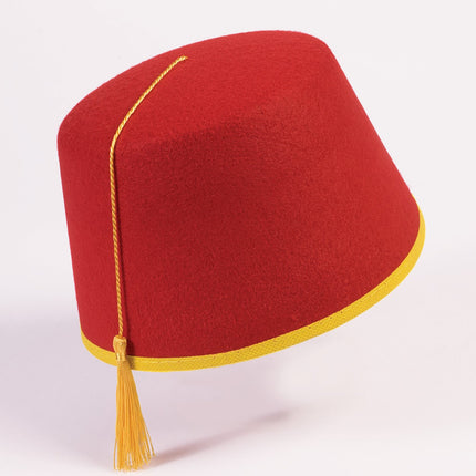Red Fez Adult Costume Hat With Attached Tassel