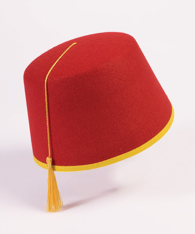 Red Fez Adult Costume Hat With Attached Tassel
