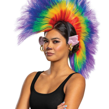 Trolls Barb Mohawk Rainbow Deluxe Wig Halloween Costume Accessory