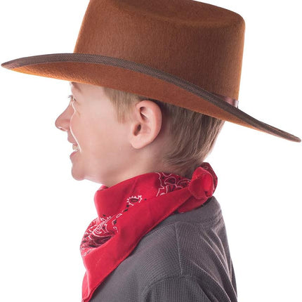 Jr Brown Cowboy Hat with Red Bandana Kids Child Hat