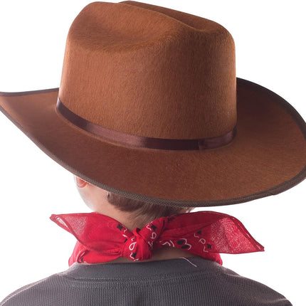 Jr Brown Cowboy Bronco Logo Hat with Red Bandana Kids Child Hat