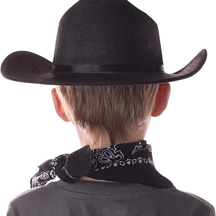 Jr Black Cowboy Hat with Bandana and Attached Badge Kids Child Hat