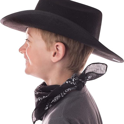 Jr Black Cowboy Hat with Bandana and Attached Badge Kids Child Hat