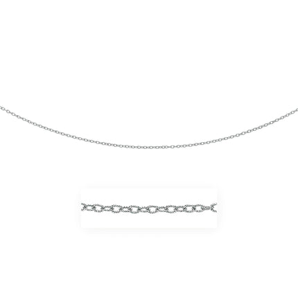 2.5mm 14k White Gold Pendant Chain with Textured Links