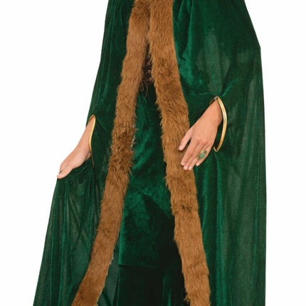 Faux Fur Trimmed Green Adult Medieval Costume Cape