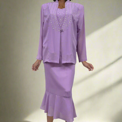 CLEARANCE - Hosanna 5558 Modest 3-Piece Outfit Set Ankle Length (Size L)