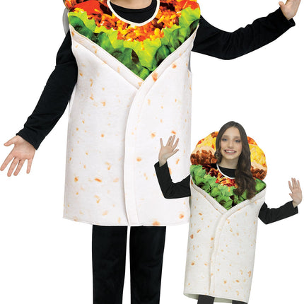 Festive Screen Print Burrito Child Mexican Food Costume
