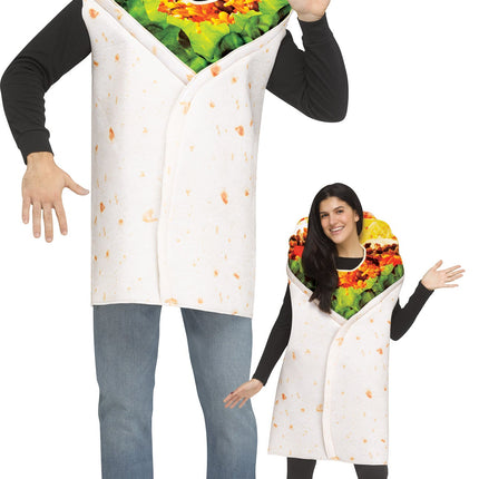 Festive Screen Print Burrito Adult Mexican Food Costume