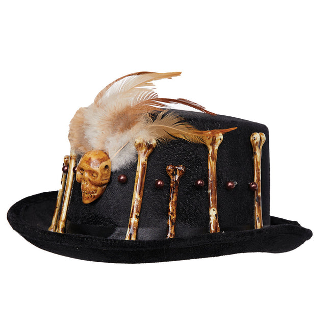 Witch Doctor Skeleton Bone Top Hat Costume Accessory Adult Size