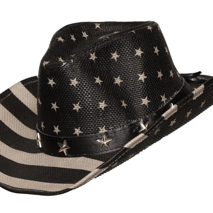 Black and Gray American Flag Cowboy Hat