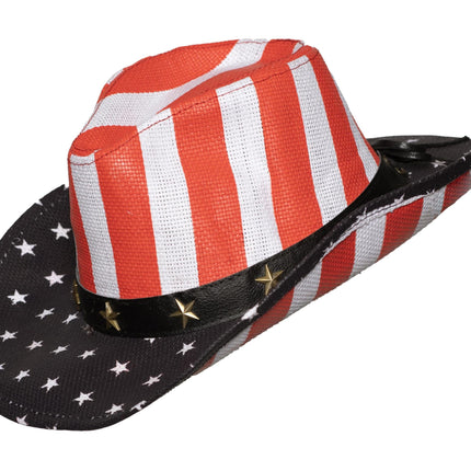 Red, White and Blue American Flag Patriotic Cowboy Hat