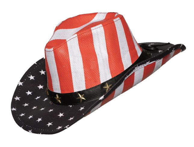 Red, White and Blue American Flag Patriotic Cowboy Hat