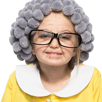 Old Aunt 100 Days Of School Old Lady Child Wig and Glasses