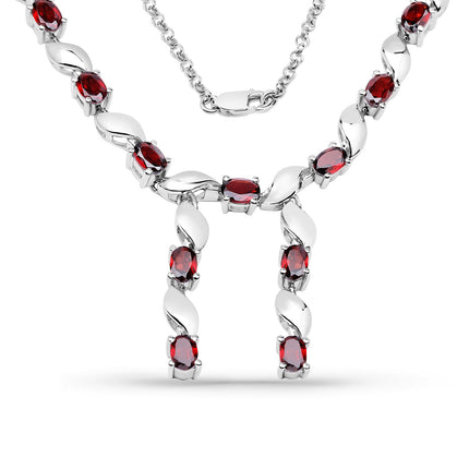 7.65 Carat Genuine Garnet .925 Sterling Silver Necklace