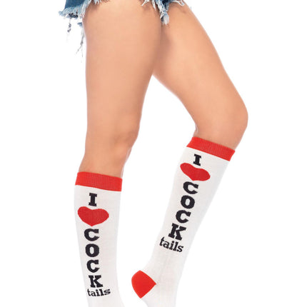 Cocktails Knee Socks - White/Red - O/S