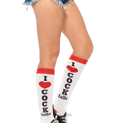 Cocktails Knee Socks - White/Red - O/S
