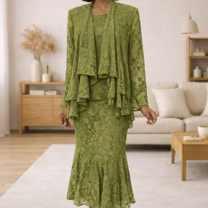 CLEARANCE - Hosanna 5608 Modest 3-Piece Set Olive Green Outfit(Size 5XL)