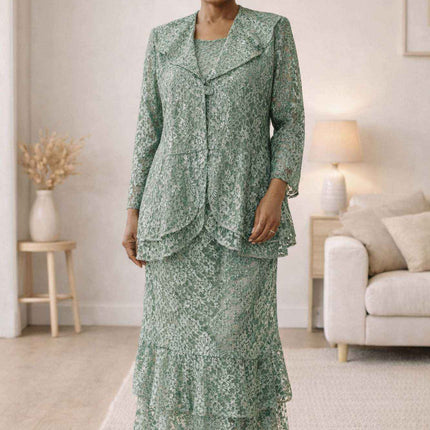 CLEARANCE - Hosanna 5616 Modest 3-Piece Set Ankle Length Lace Pink Dress (Size XL)