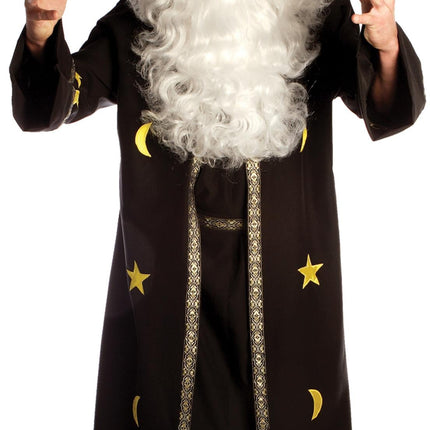 Dark Potion Wizard Robe Black with Yellow Stars Classic Adult Costume 