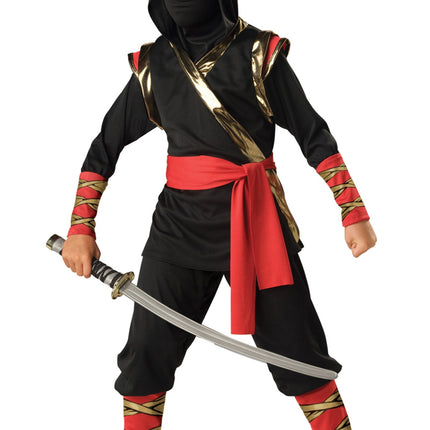 InCharacter Deluxe Ninja Costume Child Black Gold and Red Size Large 10
