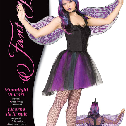 Moonlight Unicorn Gothic Fairy Dress Purple Adult Costume S/M 2-8