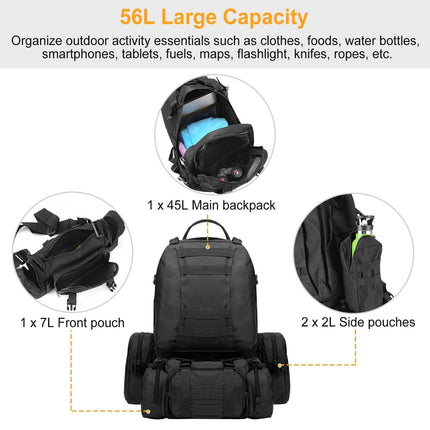 56L Military Tactical Backpack