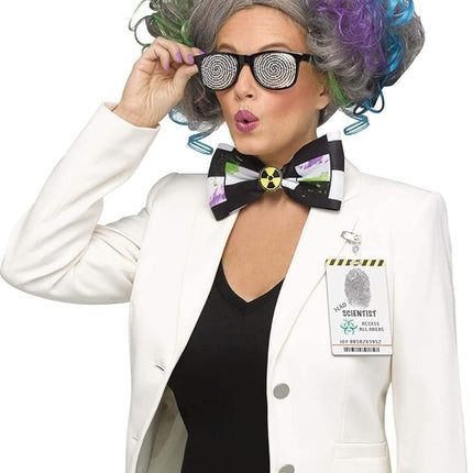 Mad Scientist Swirly Glasses Bowtie and Badge Costume Accessory Kit