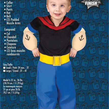 Popeye Baby Toddler Costume Small 24 months - 2T